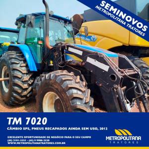 NEW HOLLAND TM 7020 SPS cabinado com carregador frontal
